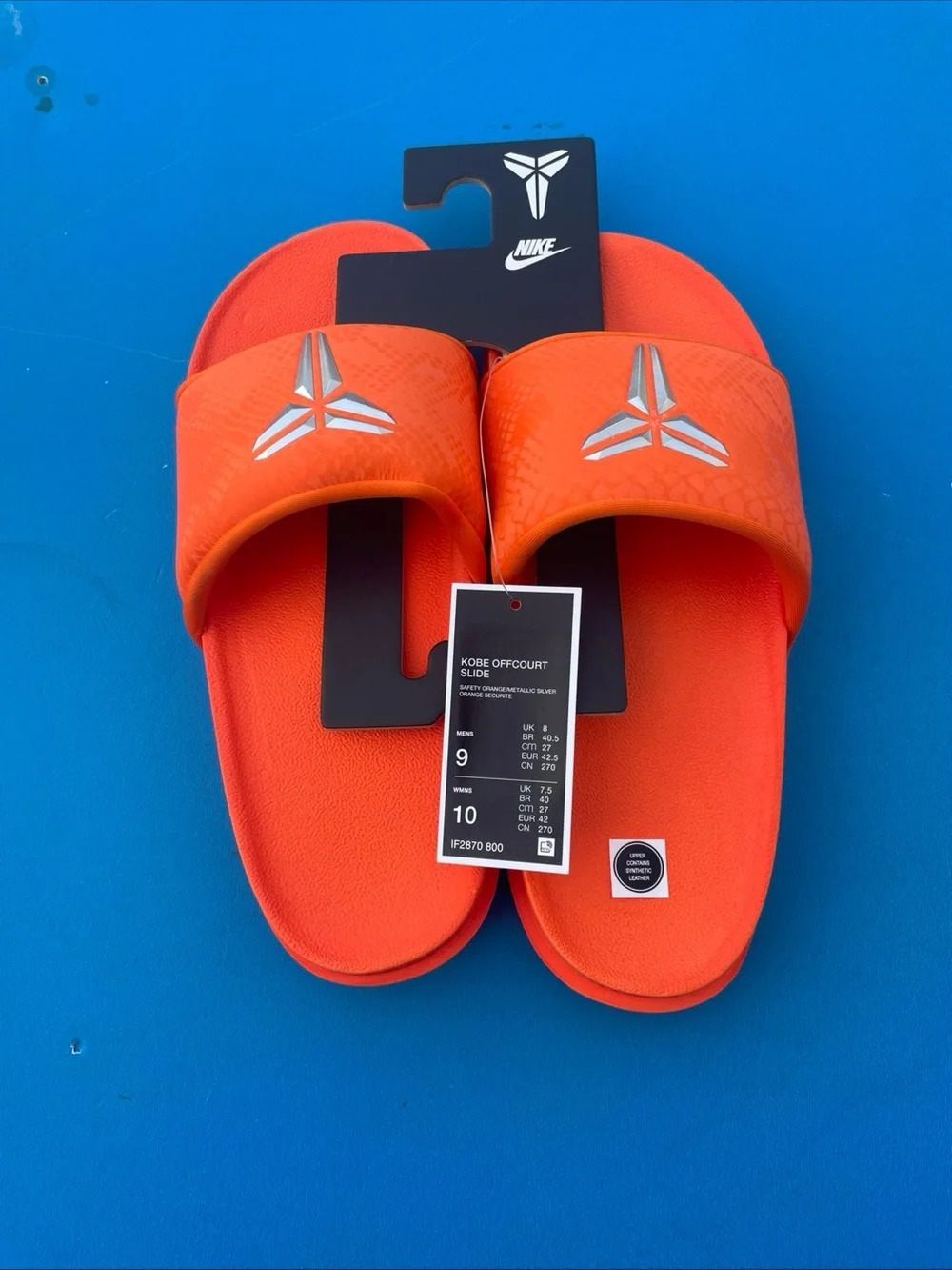 Nike Kobe Offcourt Slide Size 9 Orange Silver Open Toe Slides IF2870-800 NWT